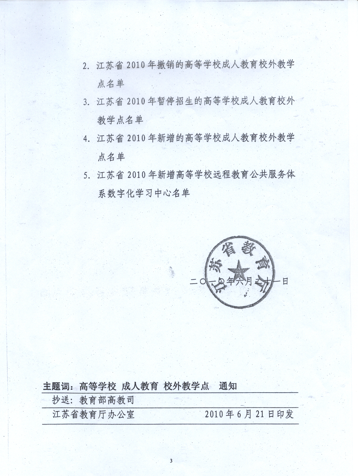 省教育厅批准苏州市职业大学成人高等教育昆山科高校外学习中心